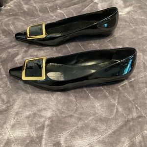 Prada black patent leather pointed toe flat-Sz 8.5